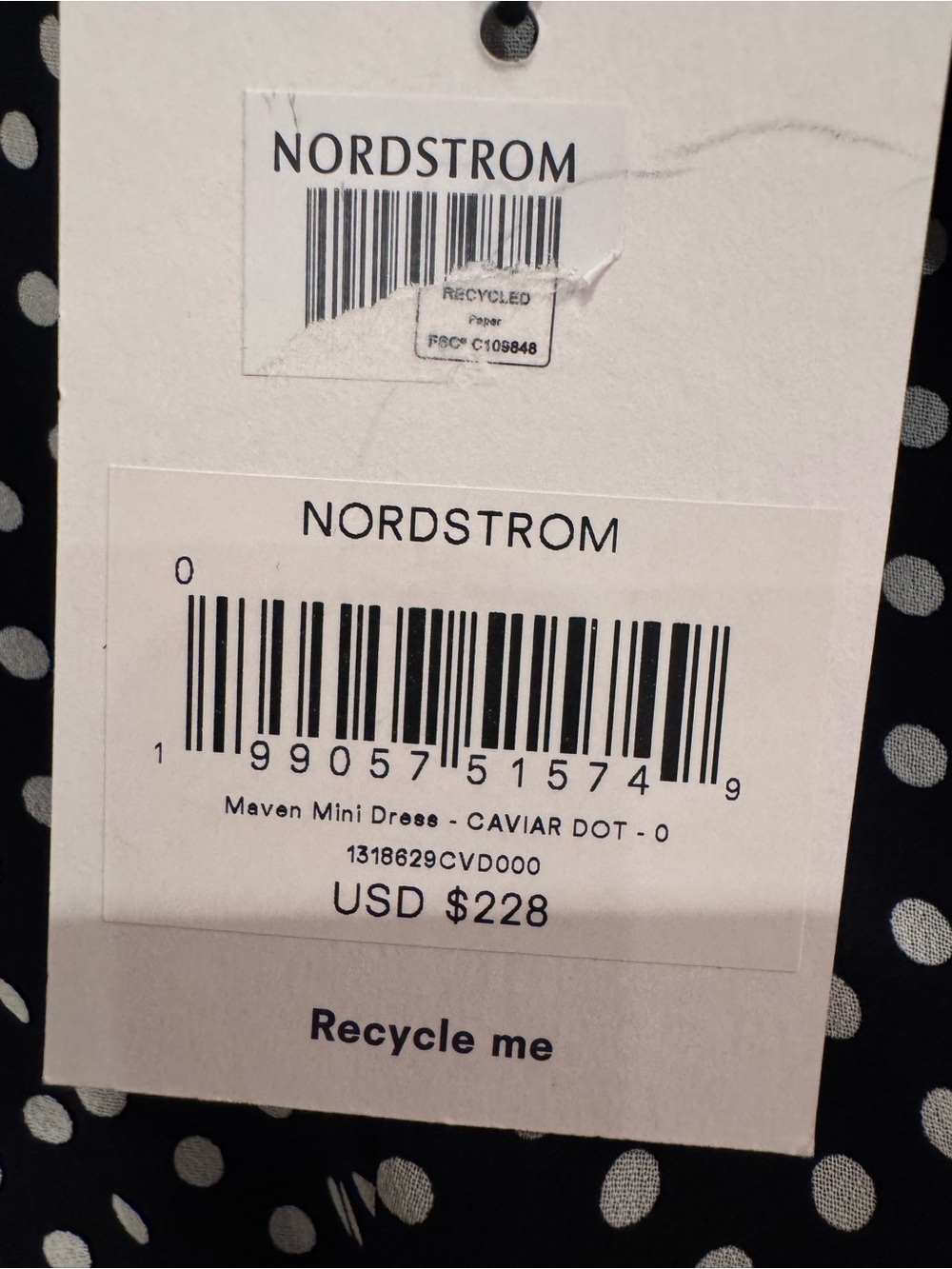 Reformation Maven Minidress features a black and white polkadot size 0 - Picture 9 of 11